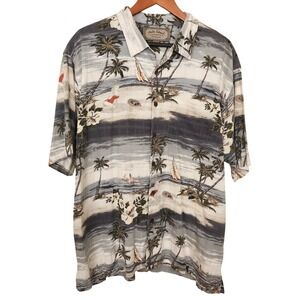 Palm Island Clothing Company Tropical Island‎ Girl Hawaiian Camp Shirt Men's XL